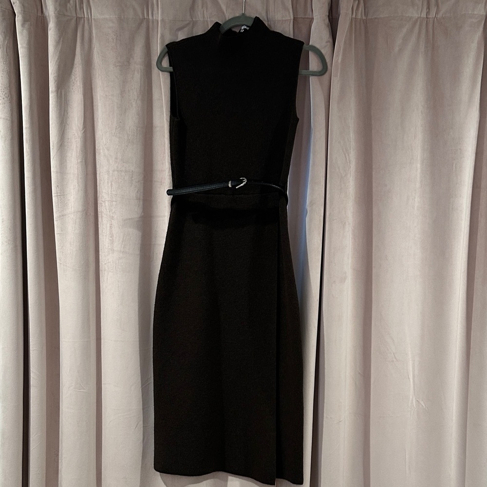 Zara Brown Wool Mock Neck Dress